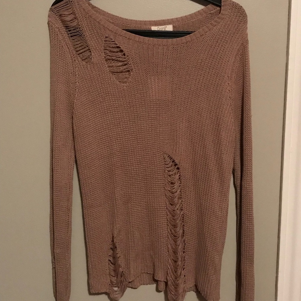 Ganji • Taupe Woven Distressed Sweater